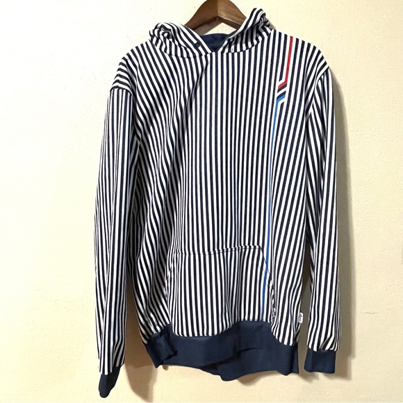 Illusion Barber Striped Navy and White Hoodie Size XL